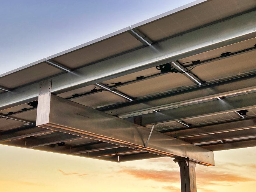 Detail shot of carport support structure