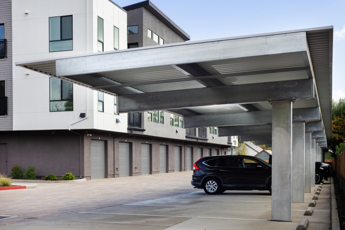 Baja Carports shade carport structure in residential parking lot