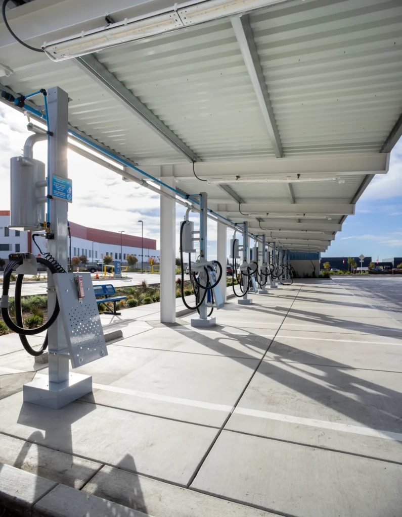Carport structures in Nissan dealership car wash